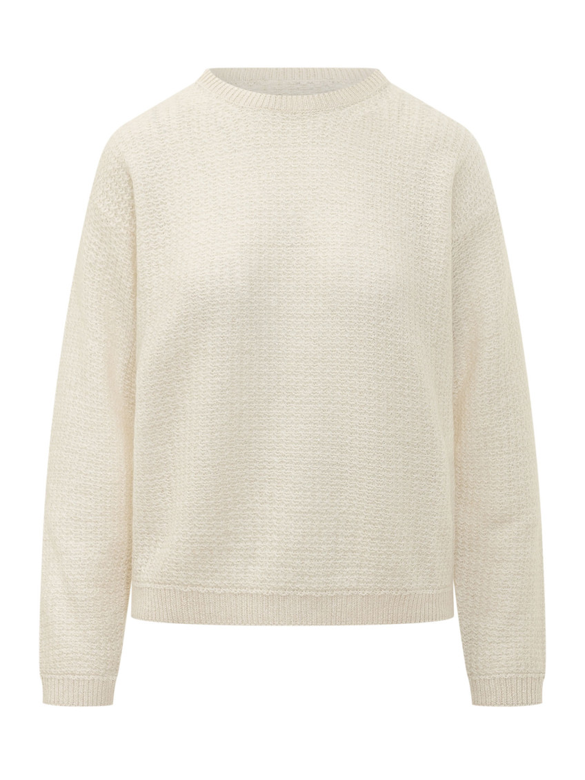 Off White Knitted Crew Neck Sweater