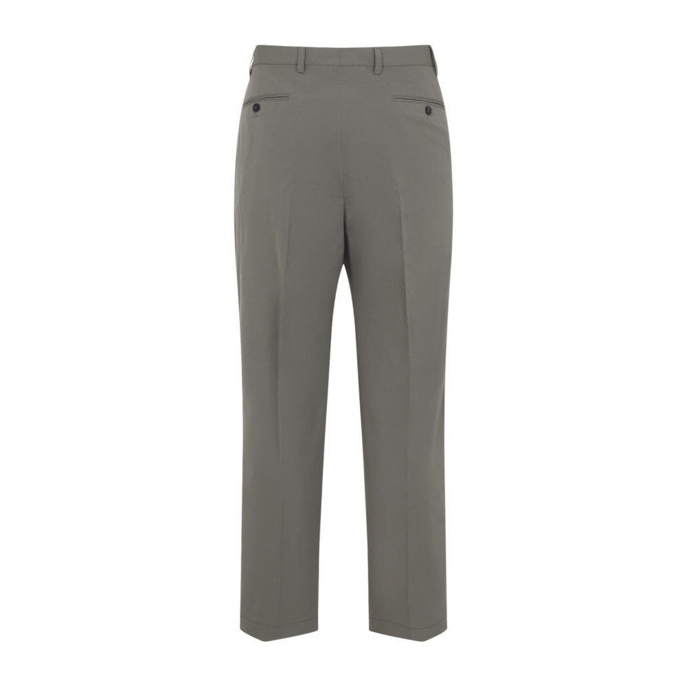 Prada - pleated cotton trousers charm detail belt