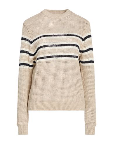 Easy Woman Sweater Taupe Size 6 Linen, Cotton
