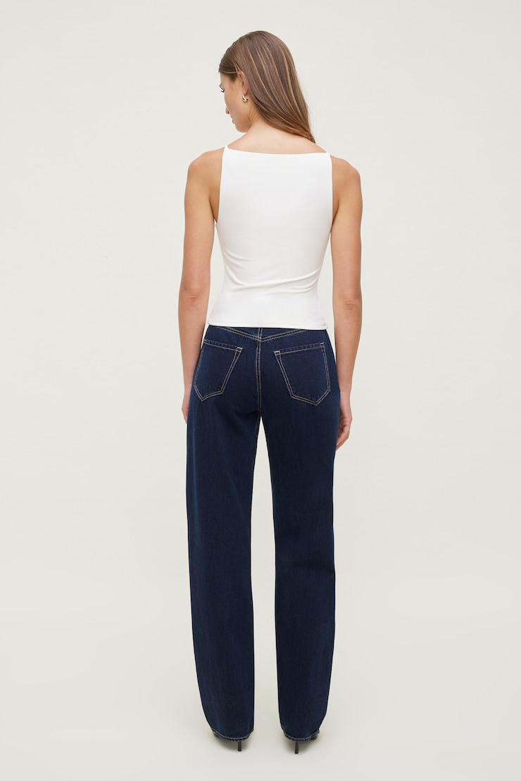Mika Mid Rise Relaxed Straight Leg Jeans - Blue - Women Clothing