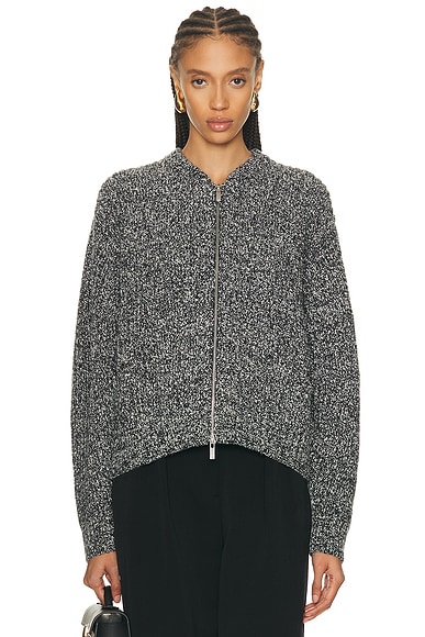 Helmut Lang Marled Zip Up Sweater in Black & White - Charcoal. XL also in