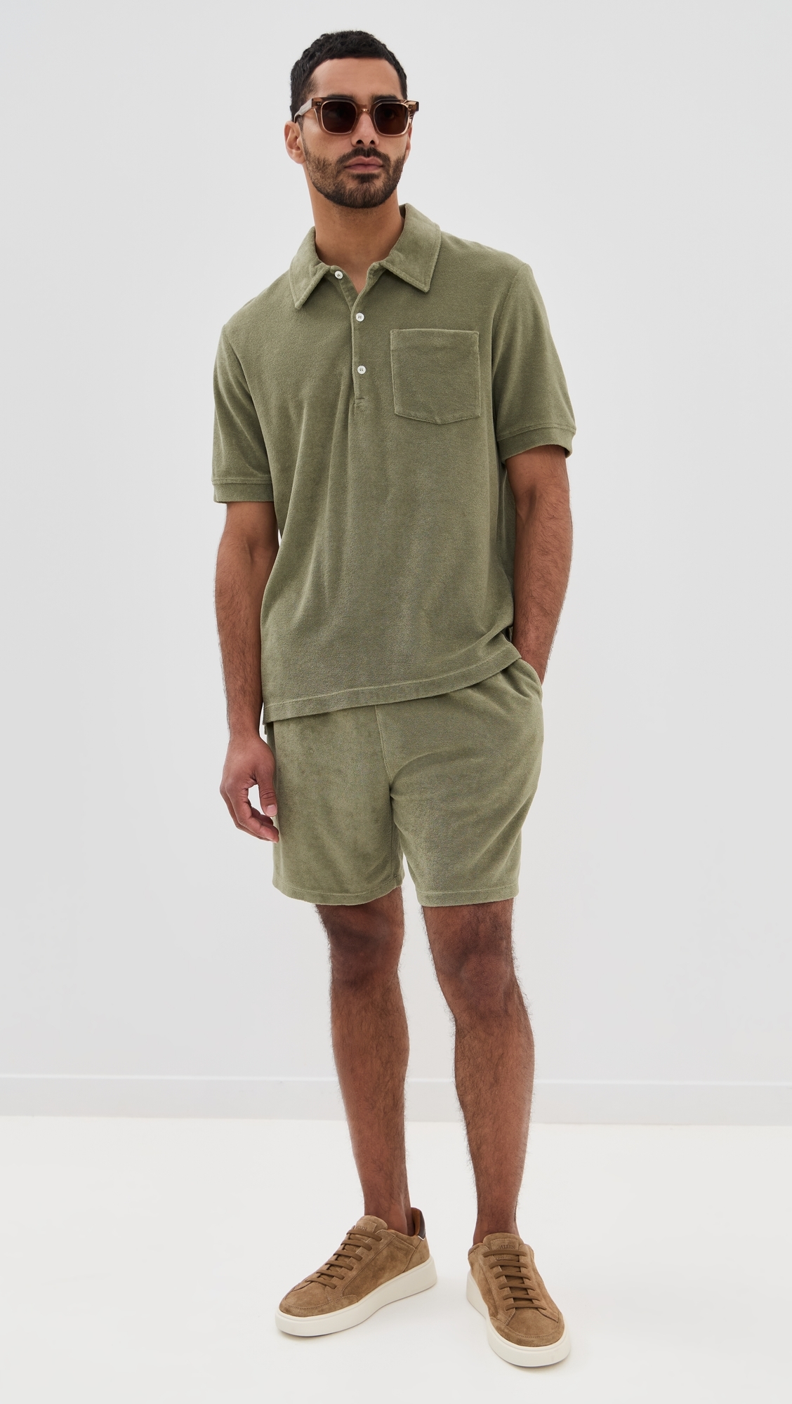 Closed Short Sleeve Polo Chino Green