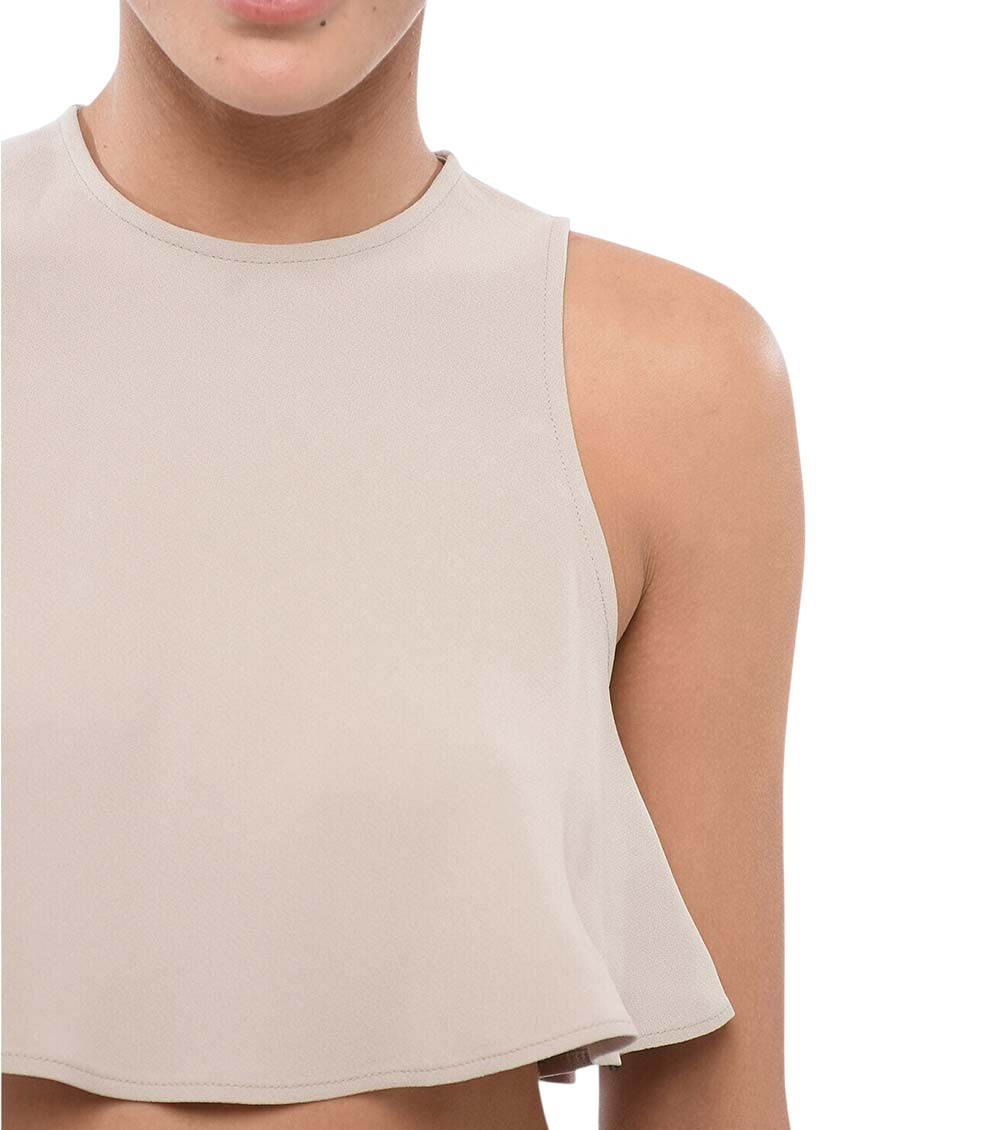 Beige Crew Neck Top