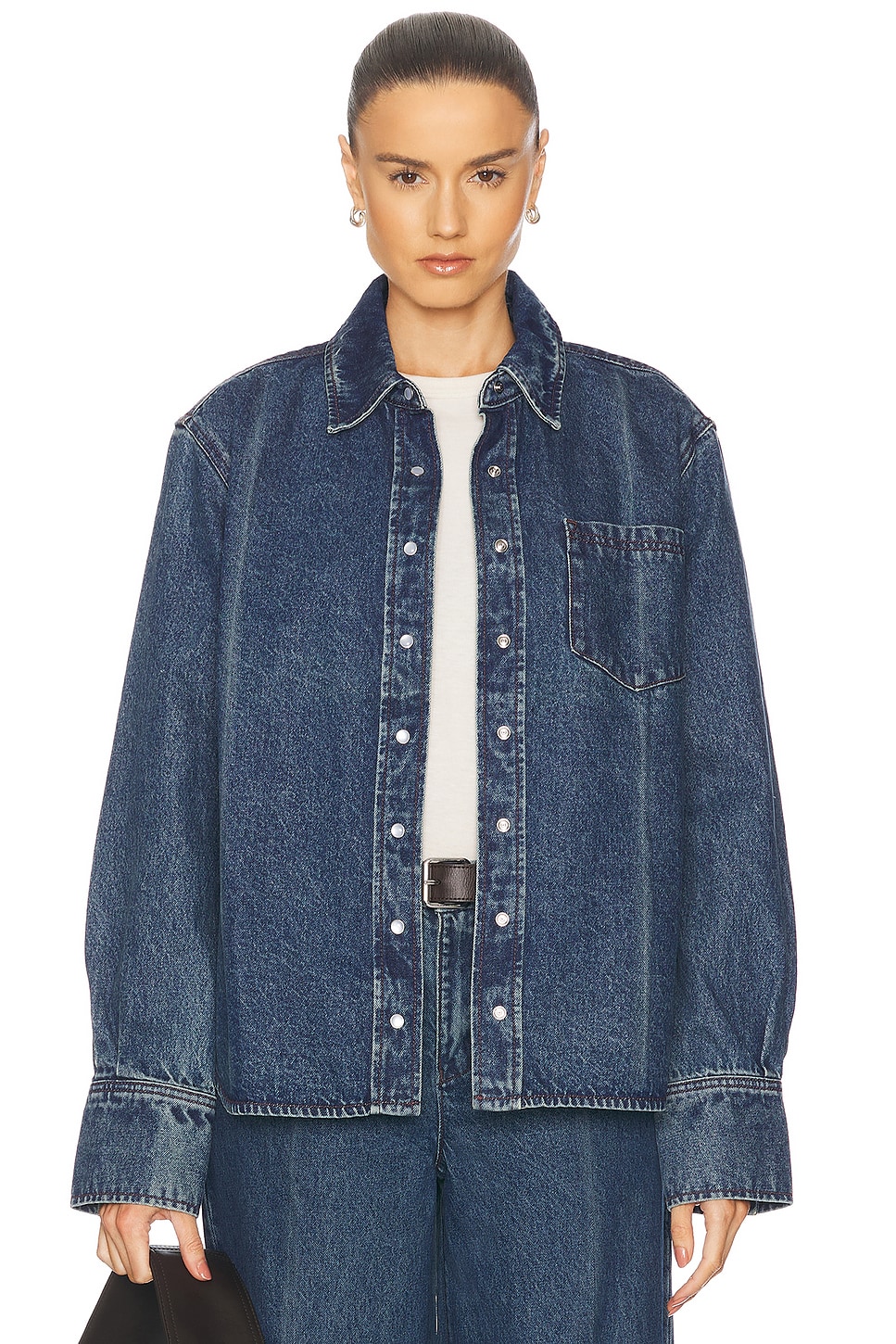 GRLFRND Mae Button Down in Lake Tahoe - Blue. XS also in