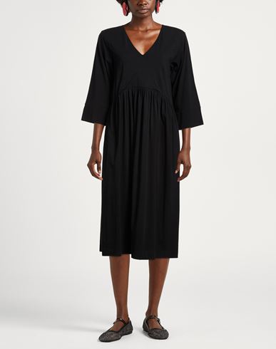 Woman Midi dress Black Size 12 Cotton, Elastane