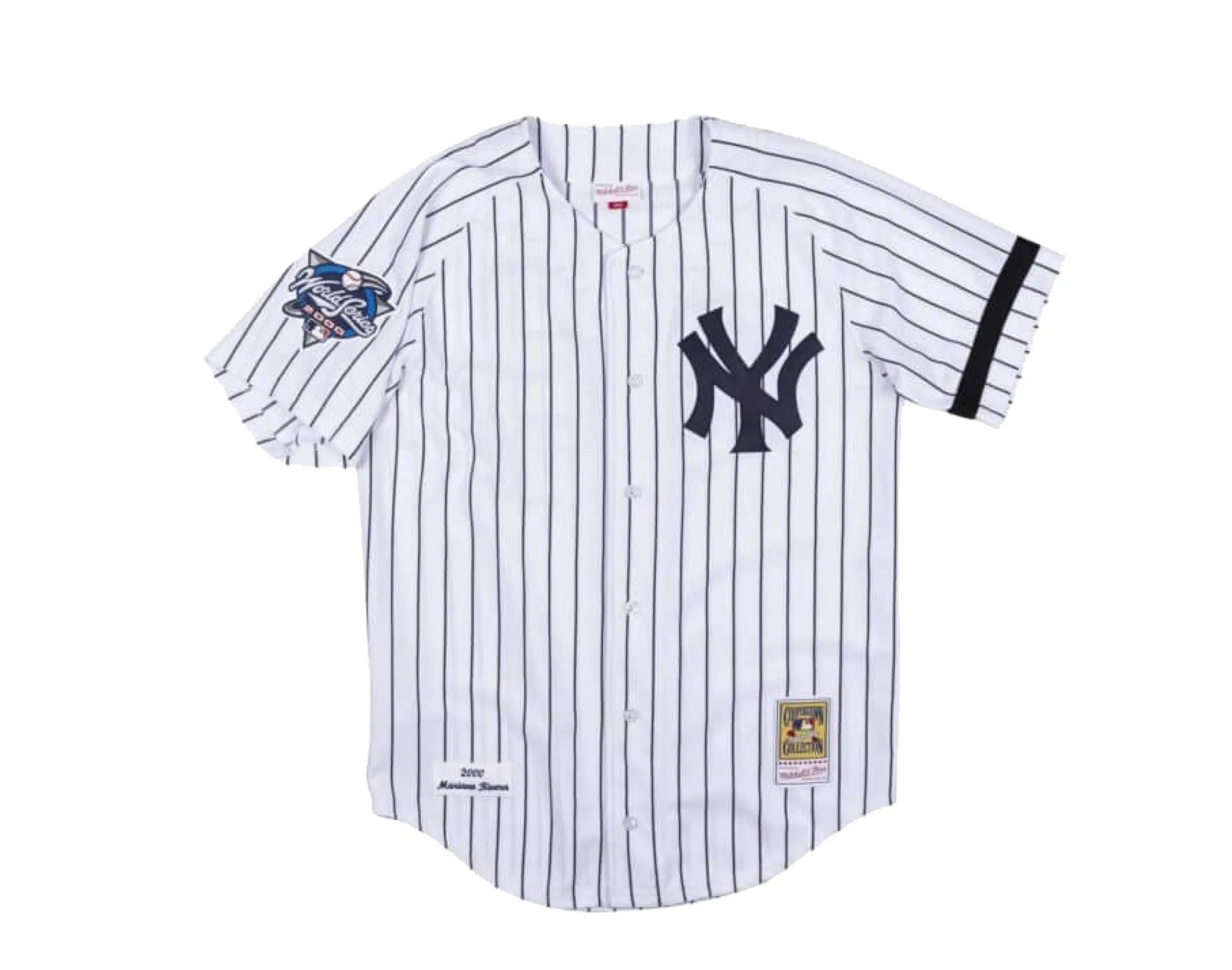 Authentic New York Yankees 2000 WS Mariano Rivera Men Jersey White/Navy Pinstripe