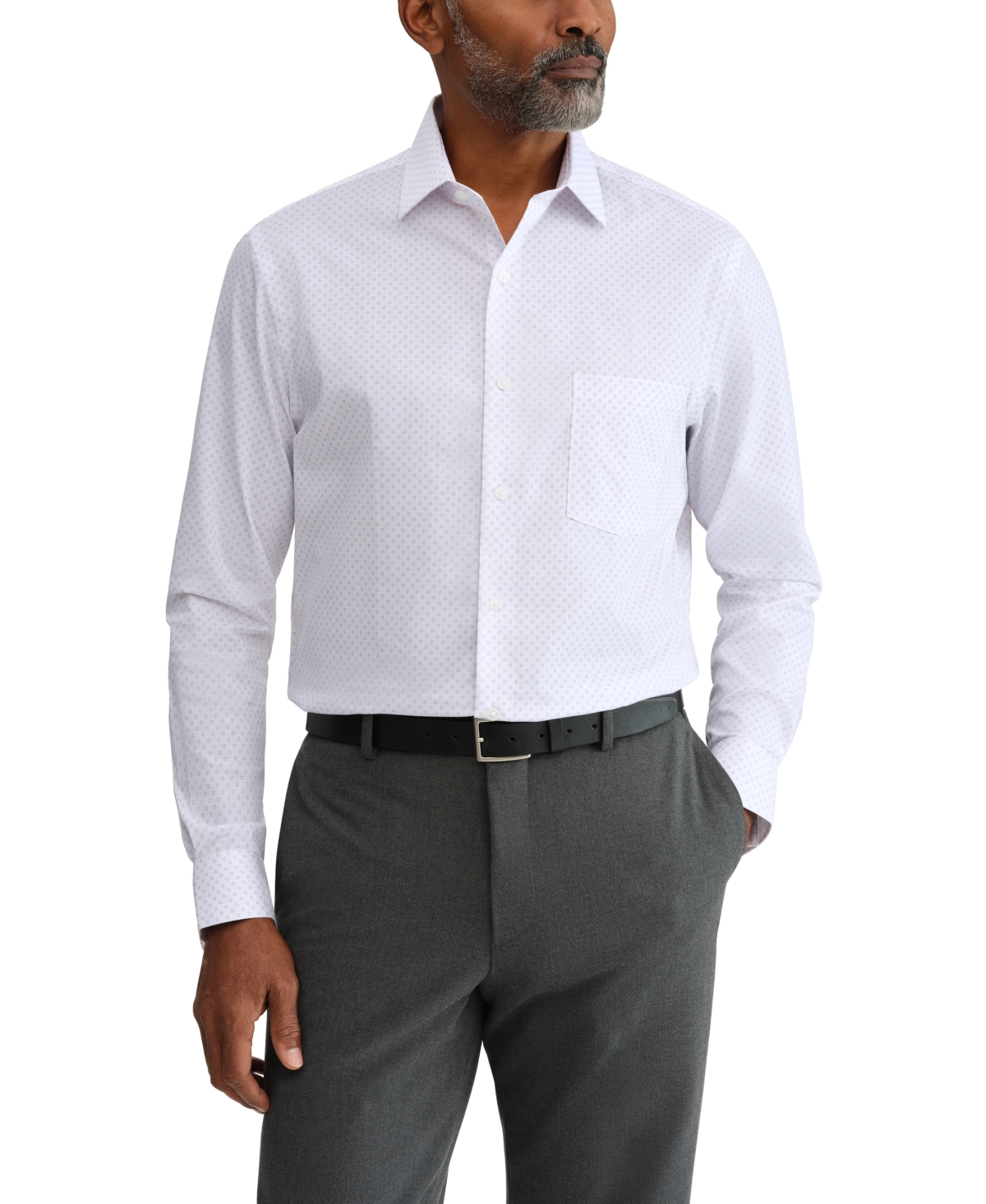 Men's Long-Sleeve Spread Collar Shirt - Peach Blue