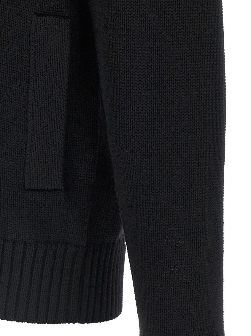 High-neck Button-fastening Cardigan
