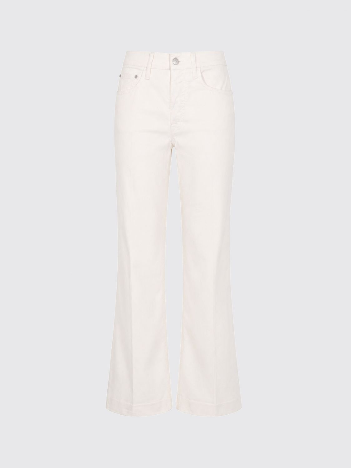 Mid-Rise Flared Jeans in White Stretch Denim