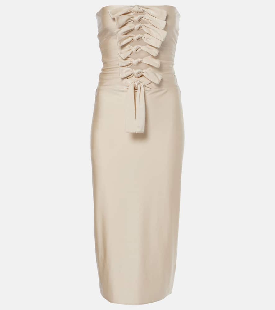 Gala tie-front jersey midi dress