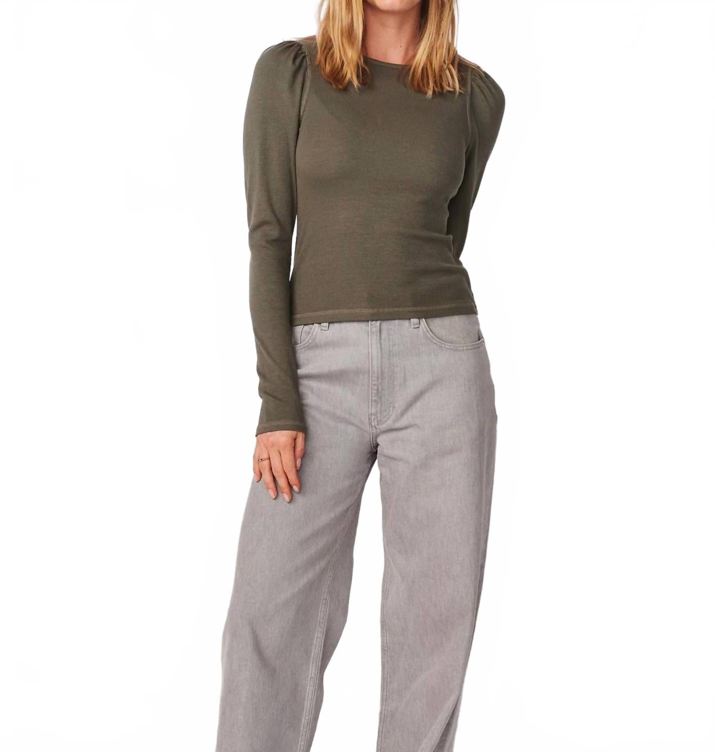 Puff Long Sleeve Top In Signature Green