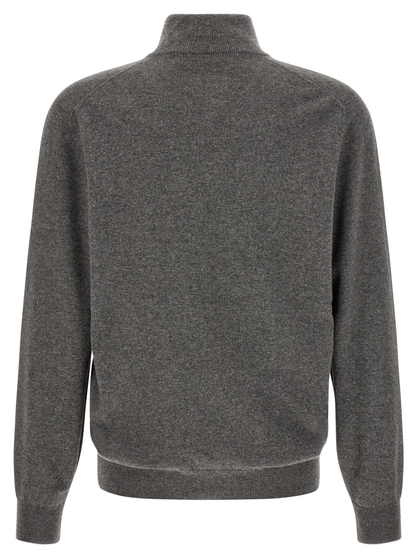 Grey Solid Mock Collar Sweater
