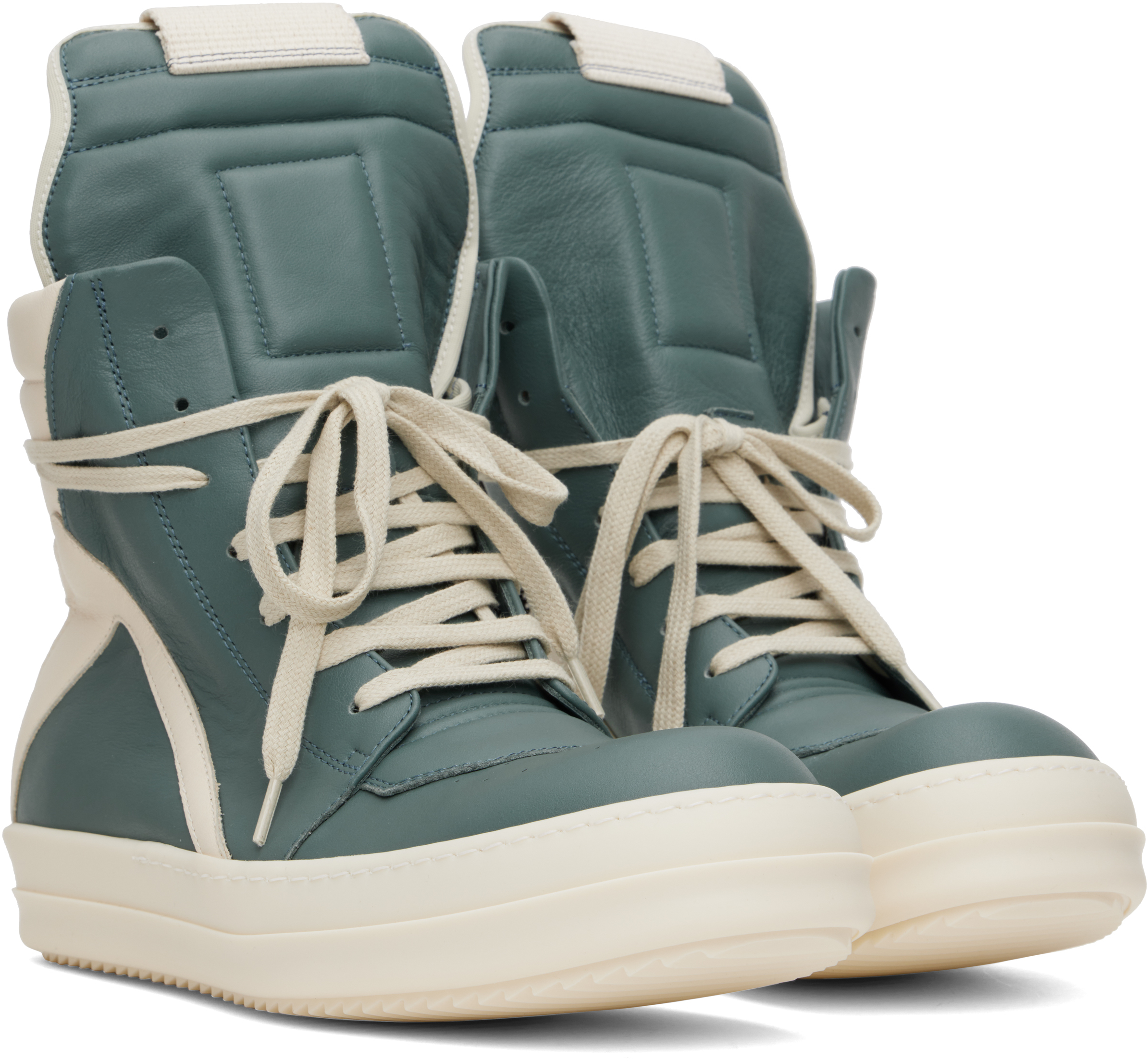 Rick Owens Blue & Off-White Hollywood Geobasket Sneakers