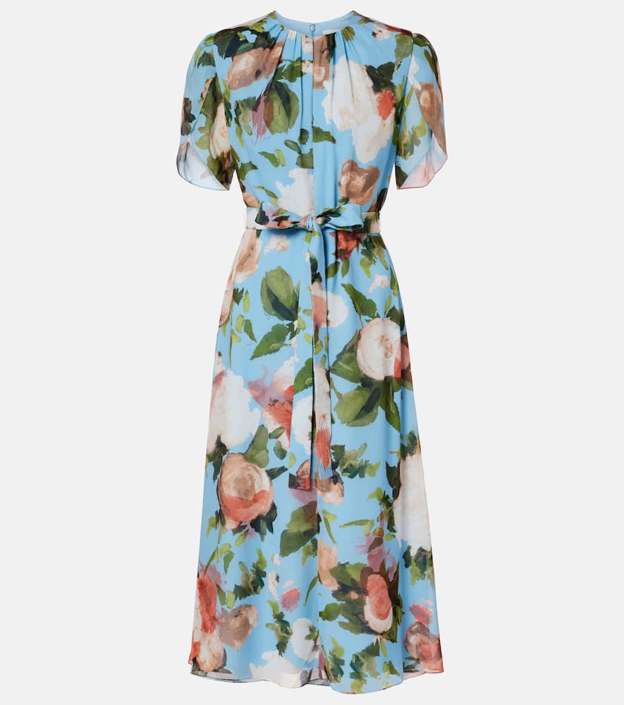 Floral silk voile midi dress