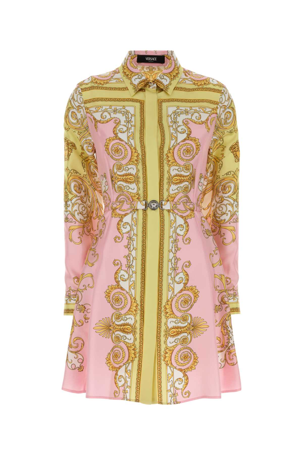 Silk Shirt Dress — Pink