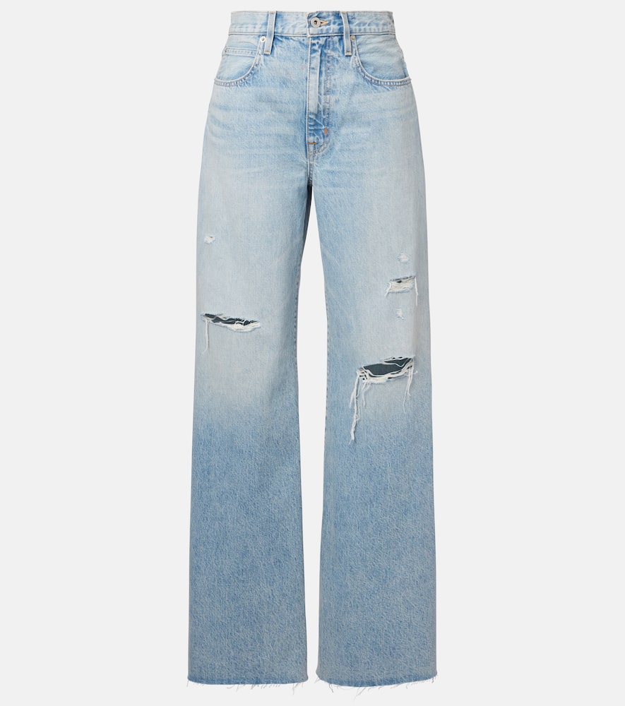Nico distressed mid-rise wide-leg jeans