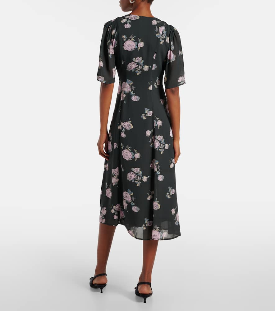 Ganni Floral crêpe wrap dress