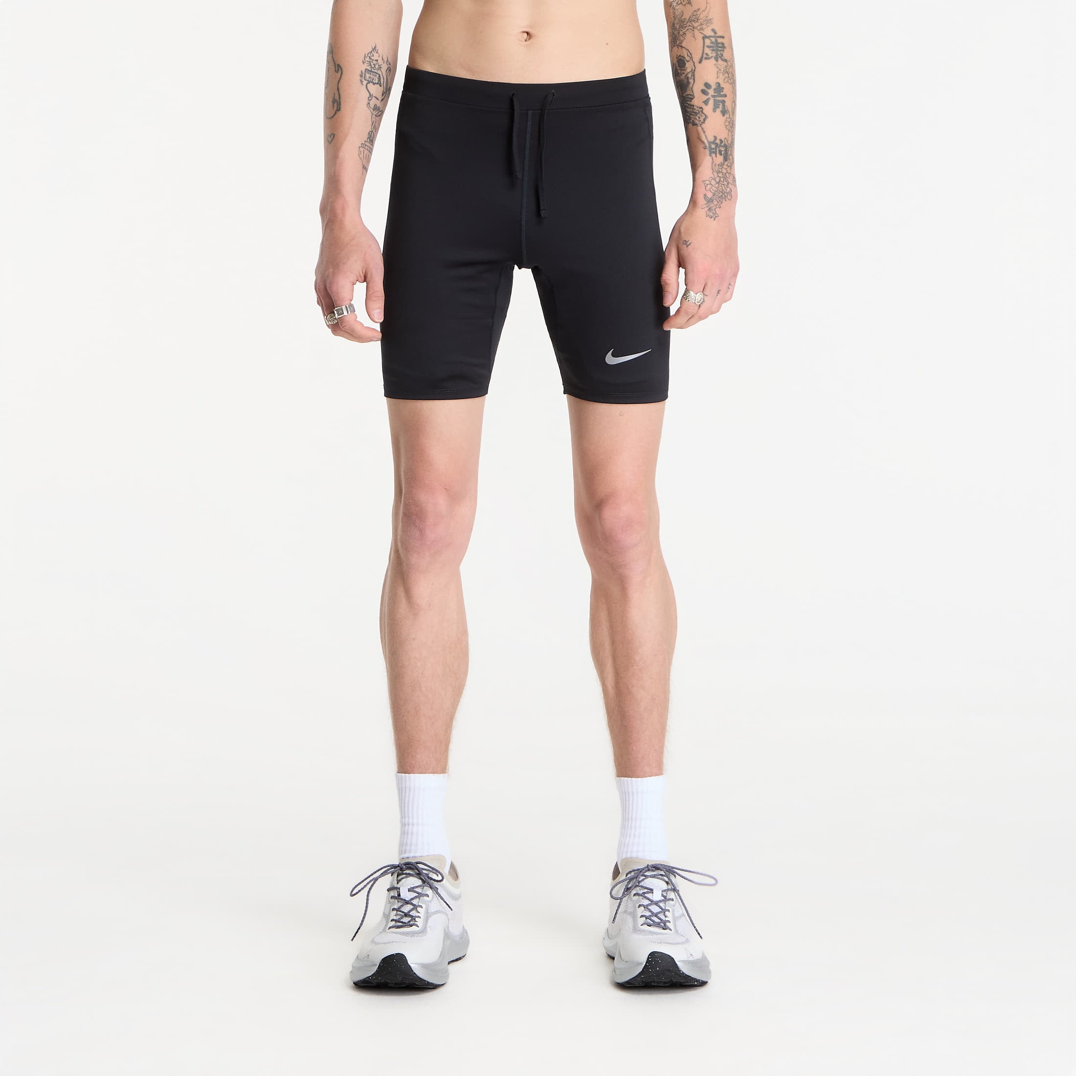Nike Fast Men's Dri-FIT Brief-Lined Running 1/2-Length Tights Black/ Reflective Silv