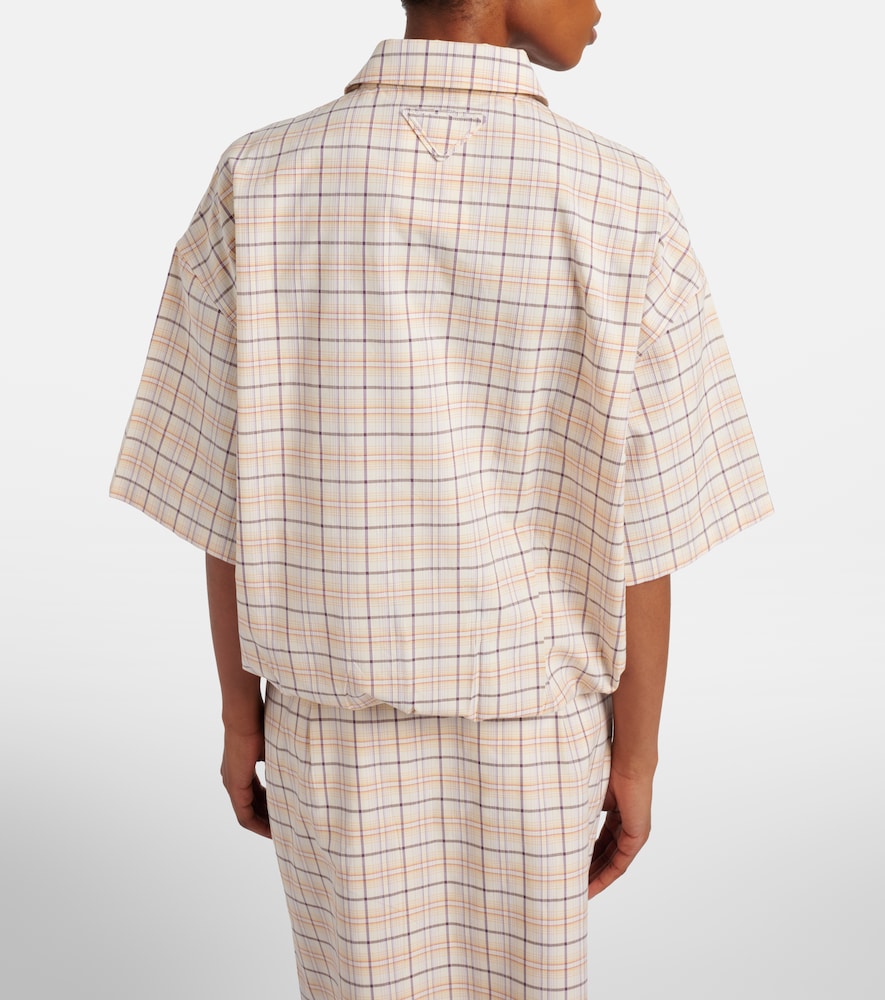 Checked cotton poplin top