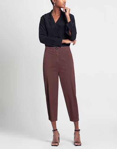 Woman Pants Burgundy Size 2 Cotton, Viscose, Elastane
