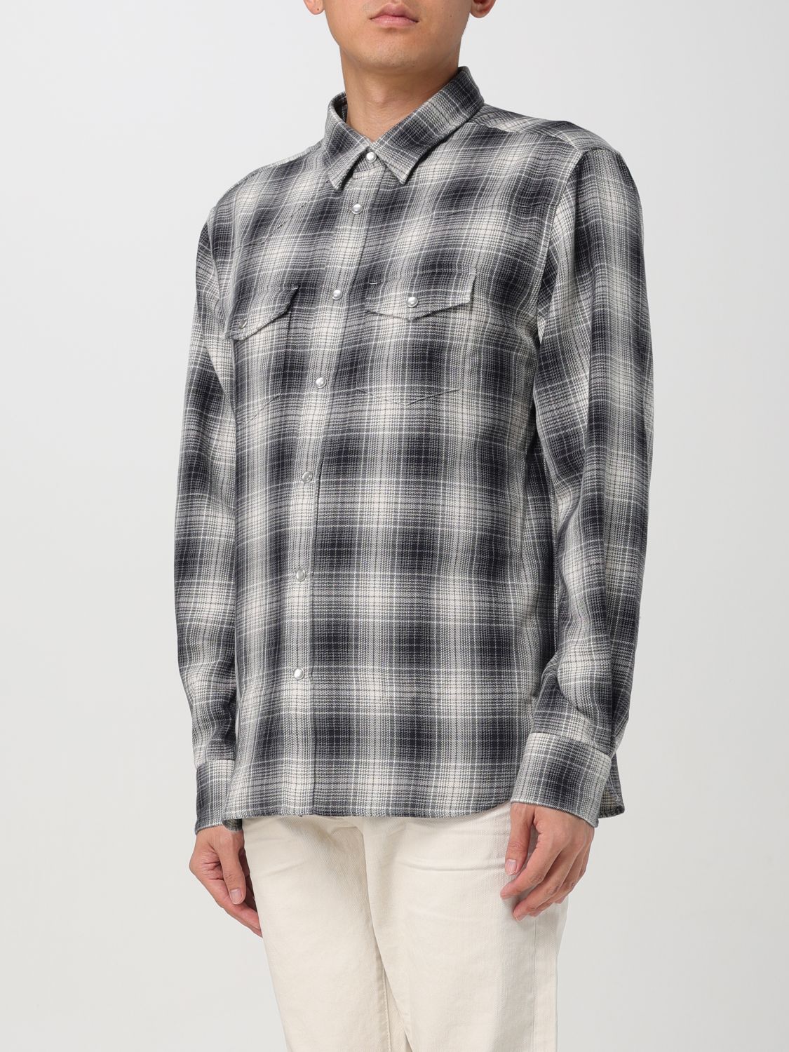 -Camicia Western In Denim-Uomo