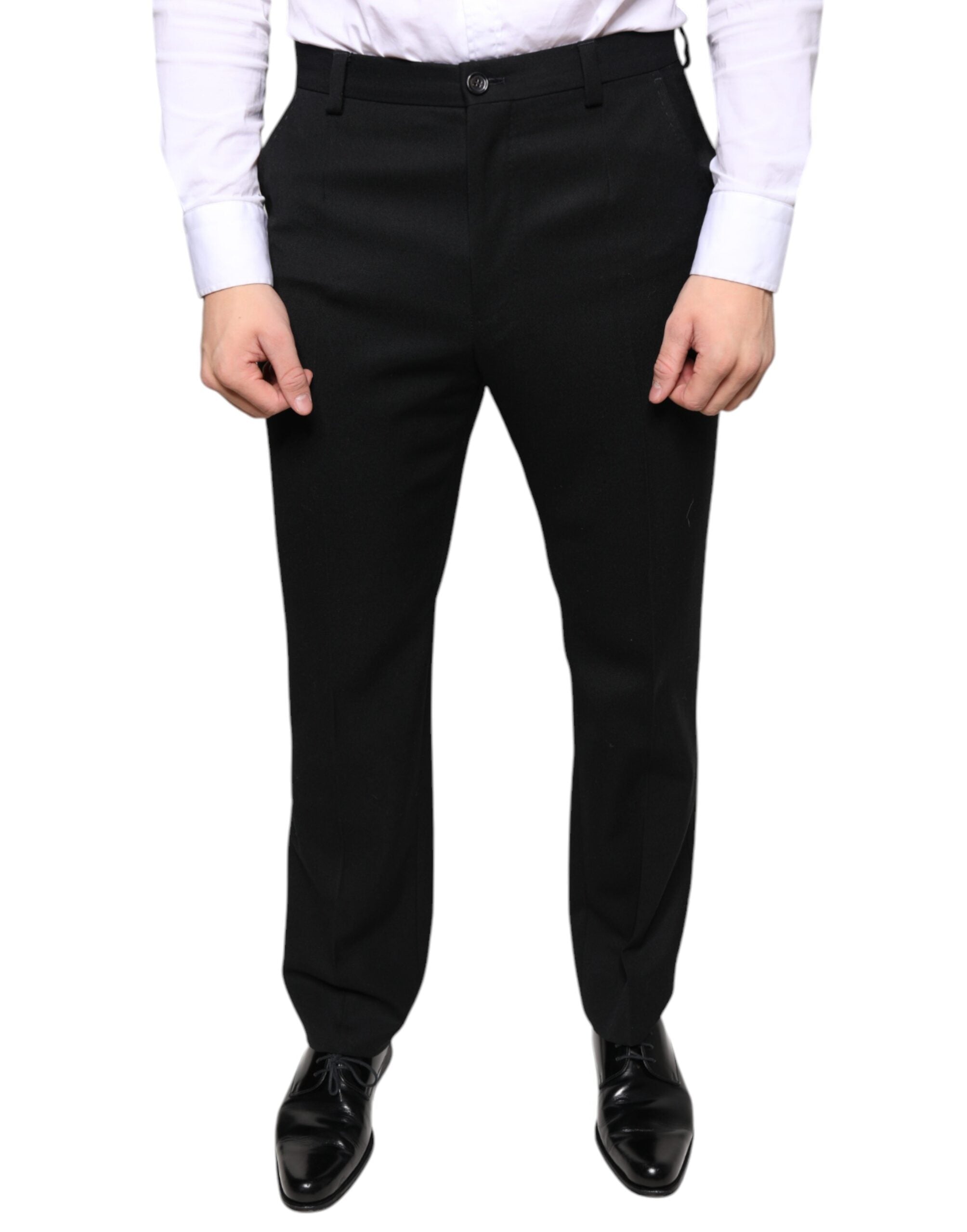 Wool Blend Trousers — Black