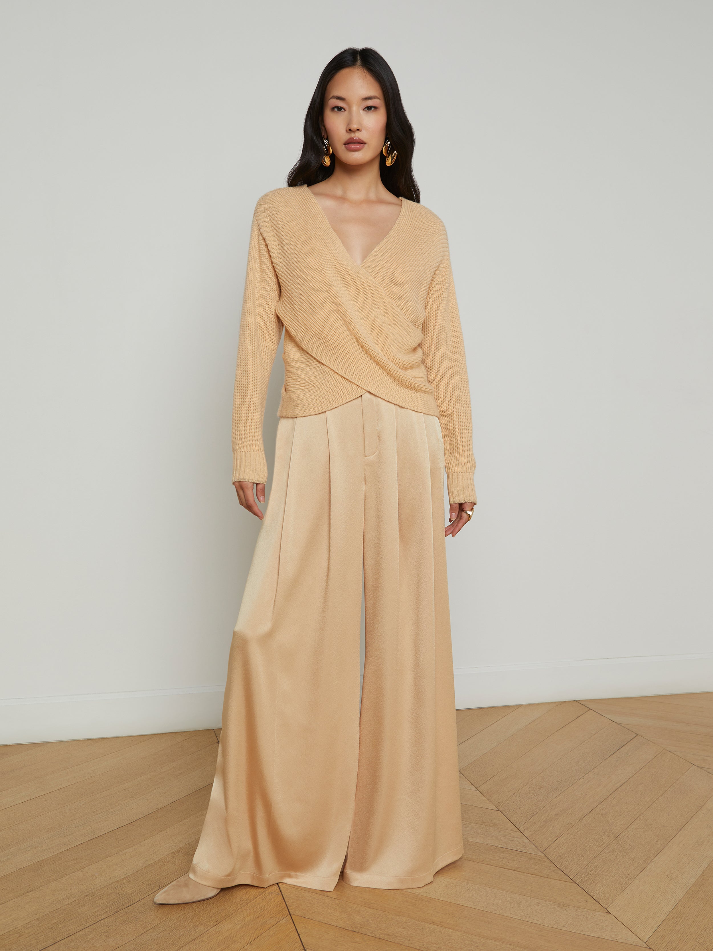 Antonella Crossover Sweater In Warm Sand
