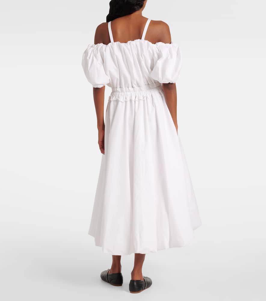 Off-shoulder cotton poplin midi dress