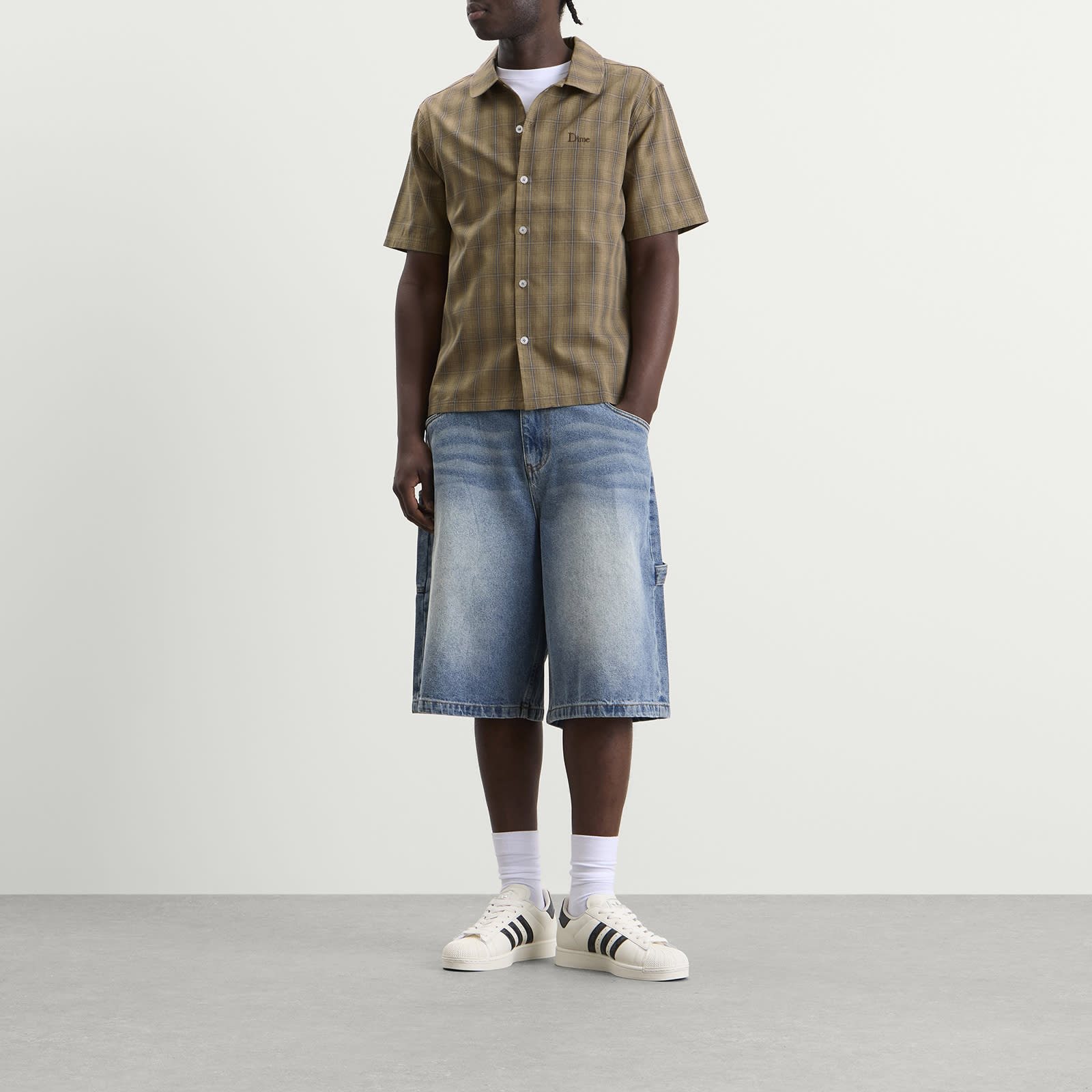 Men's Plaid Short Sleeve Shirt Brown