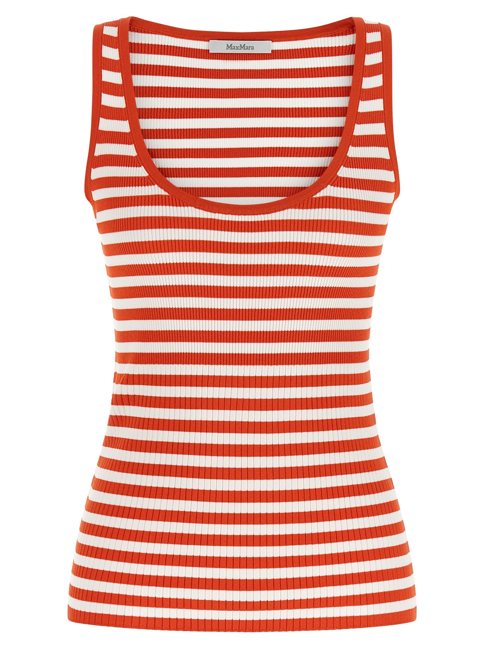 Striped Viscose Tank Top — Red