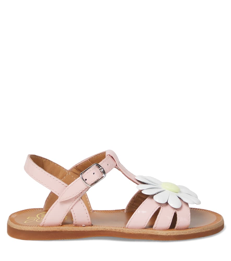 Plagette patent leather sandals