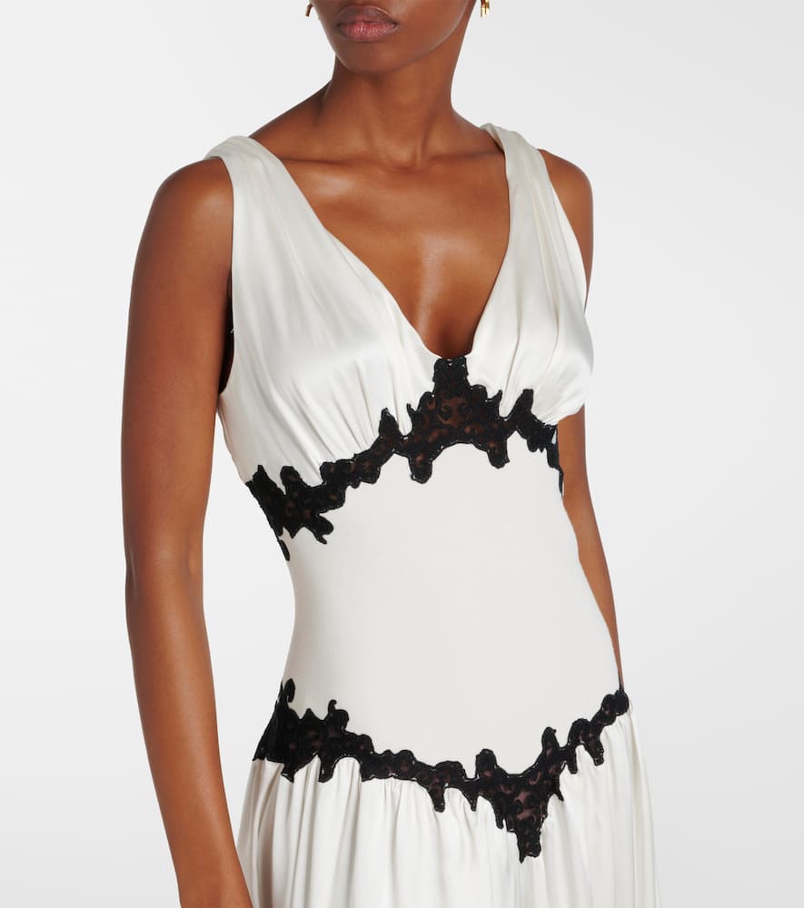 Highland embroidered silk gown