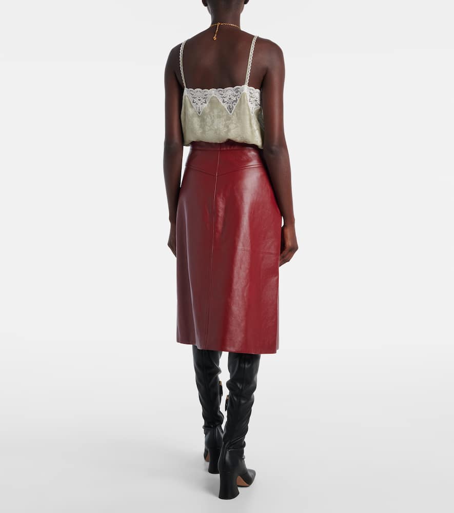 Chloé Leather midi skirt
