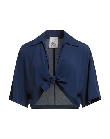 Woman Top Navy Size 6 Acetate, Silk