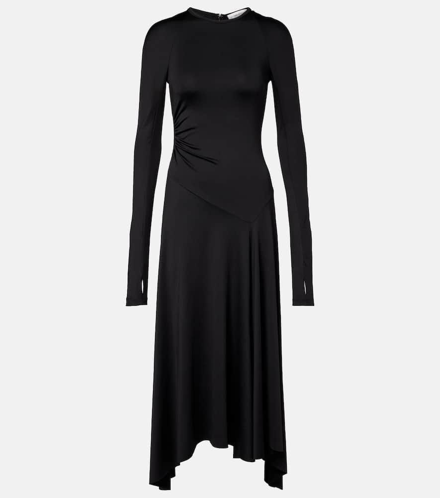 Gathered asymmetric midi dress
