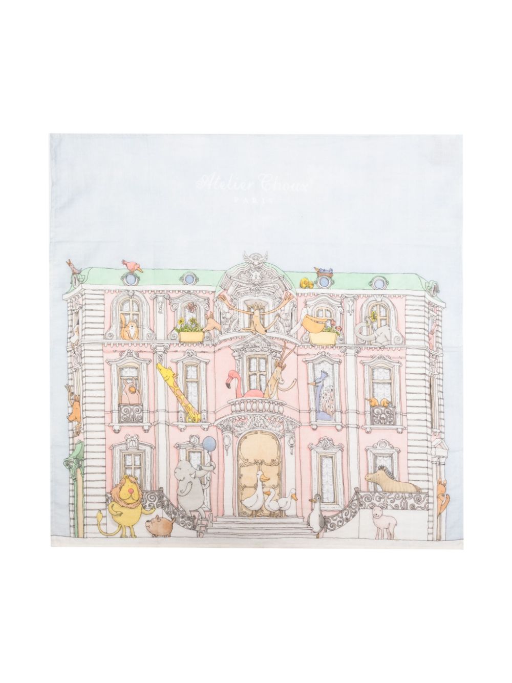 Monceau Mansion-print blanket (99cm x 95cm) - Blue