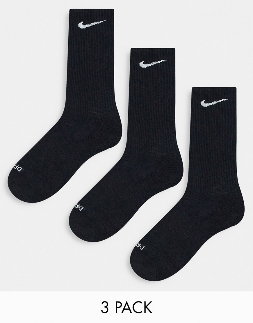 Training Everyday Cushioned Plus 3 pack crew socks in black