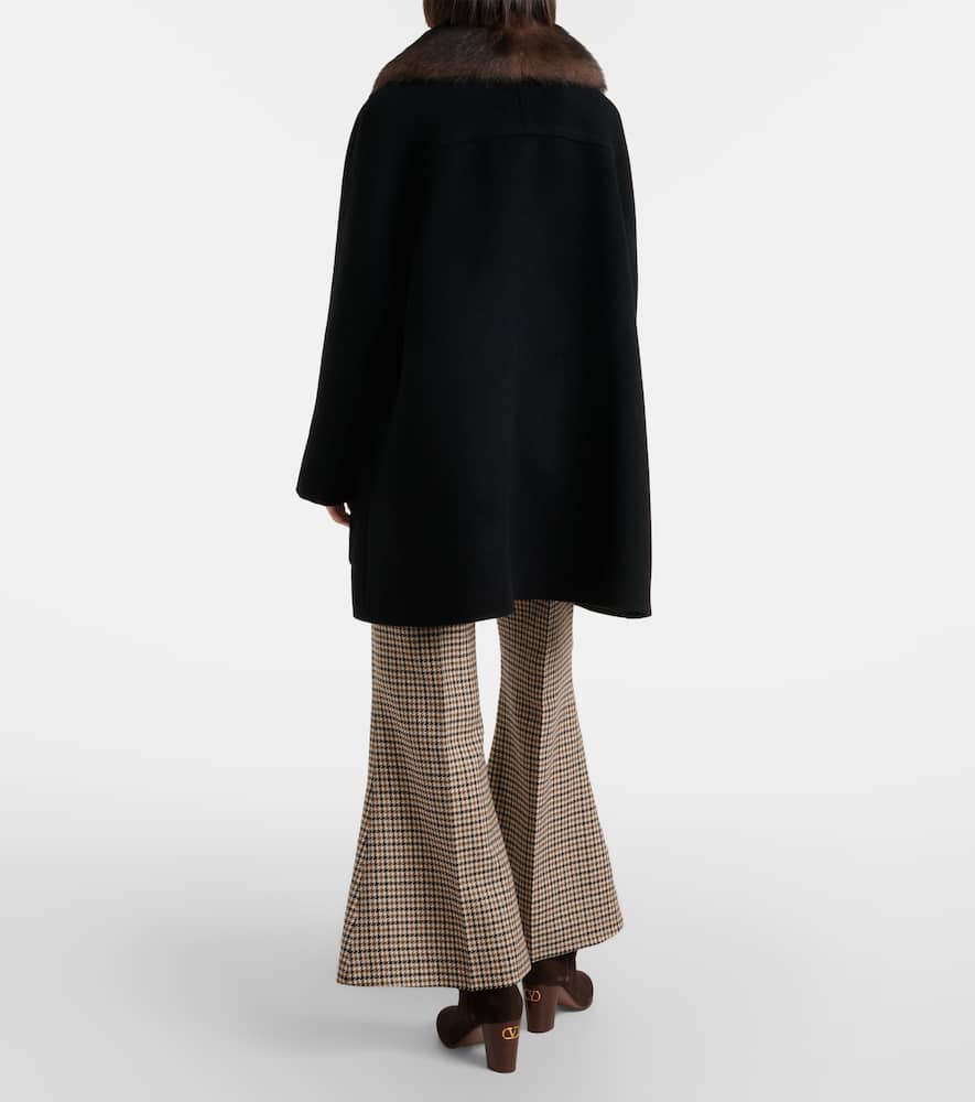 Houndstooth cropped virgin wool flared pants