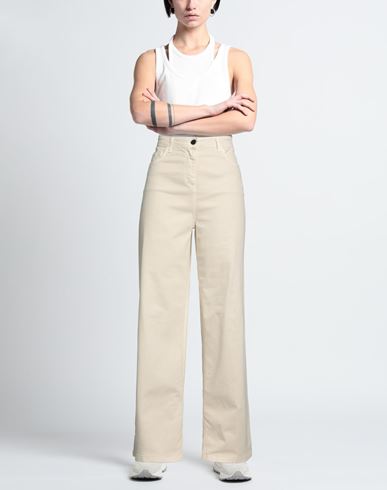 Woman Pants Beige Size 6 Cotton, Elastane