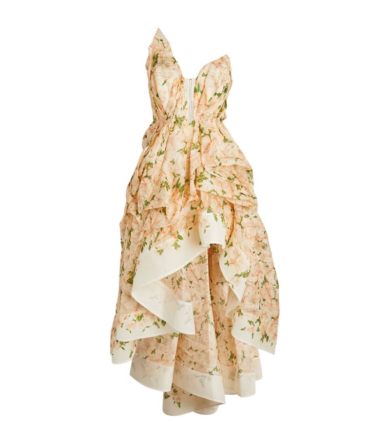 Silk-Linen Draped Midi Dress