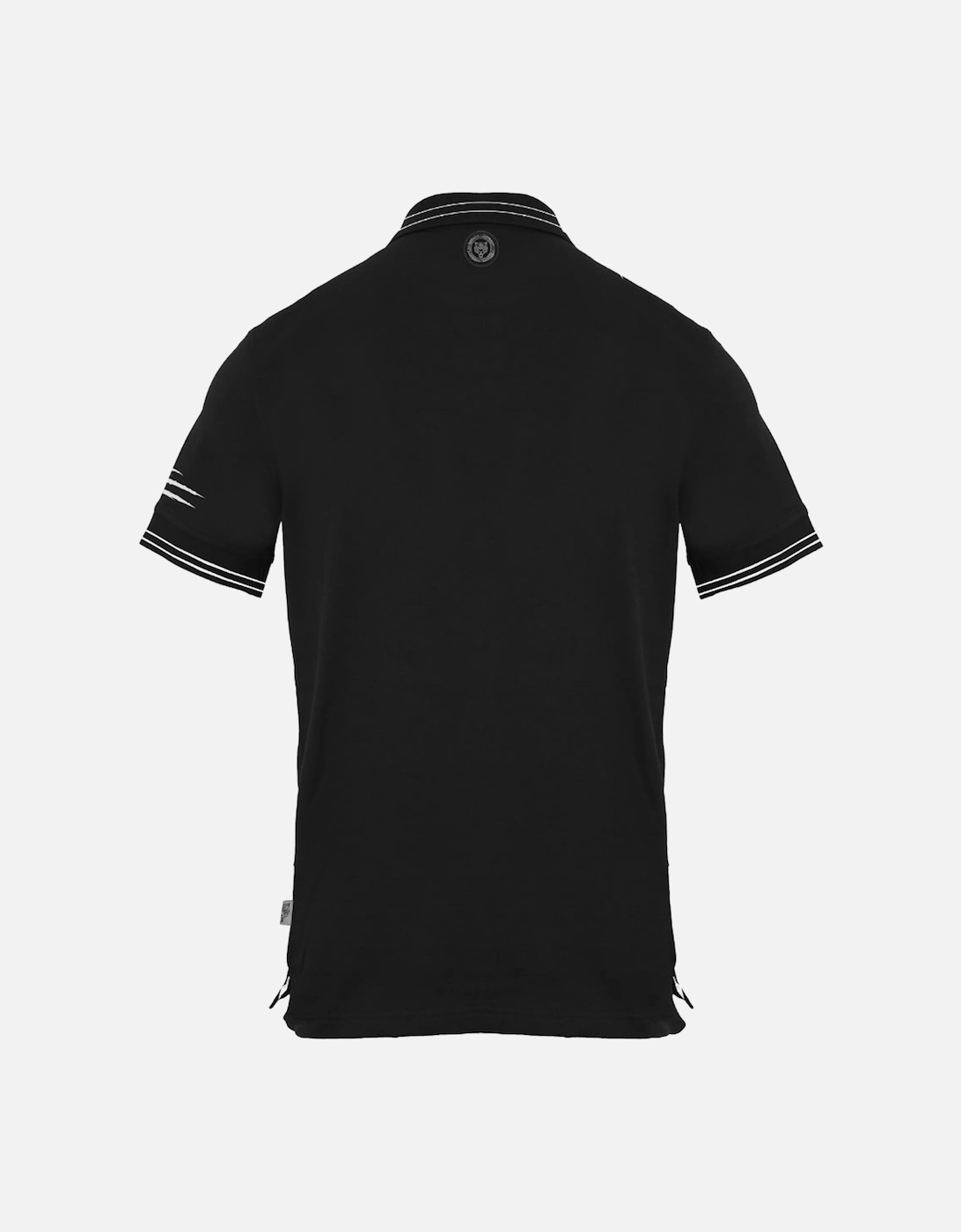 Men's Plein Sport Signature Logo Twin Tipped Black Polo Shirt - Size: 40/Regular