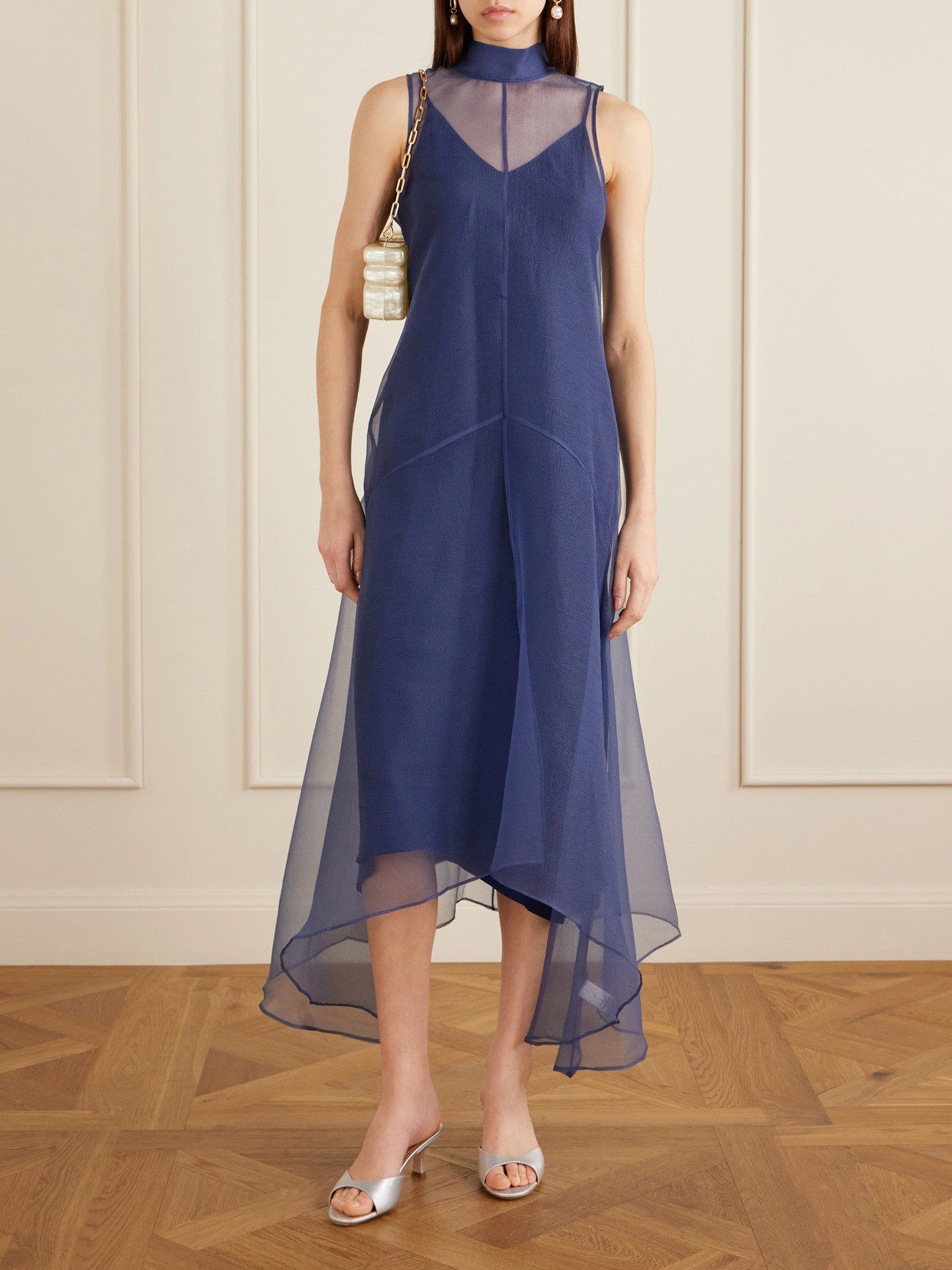 Auden Sheer Midi Dress - Blue