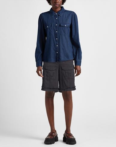 Woman Shorts & Bermuda Shorts Charcoal Size S Cotton