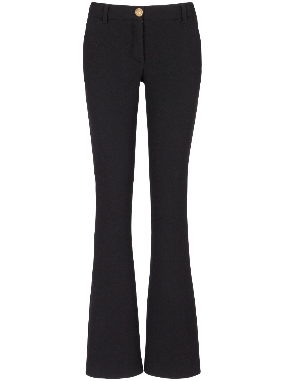 Virgin wool crepe-texture flared trousers - Black