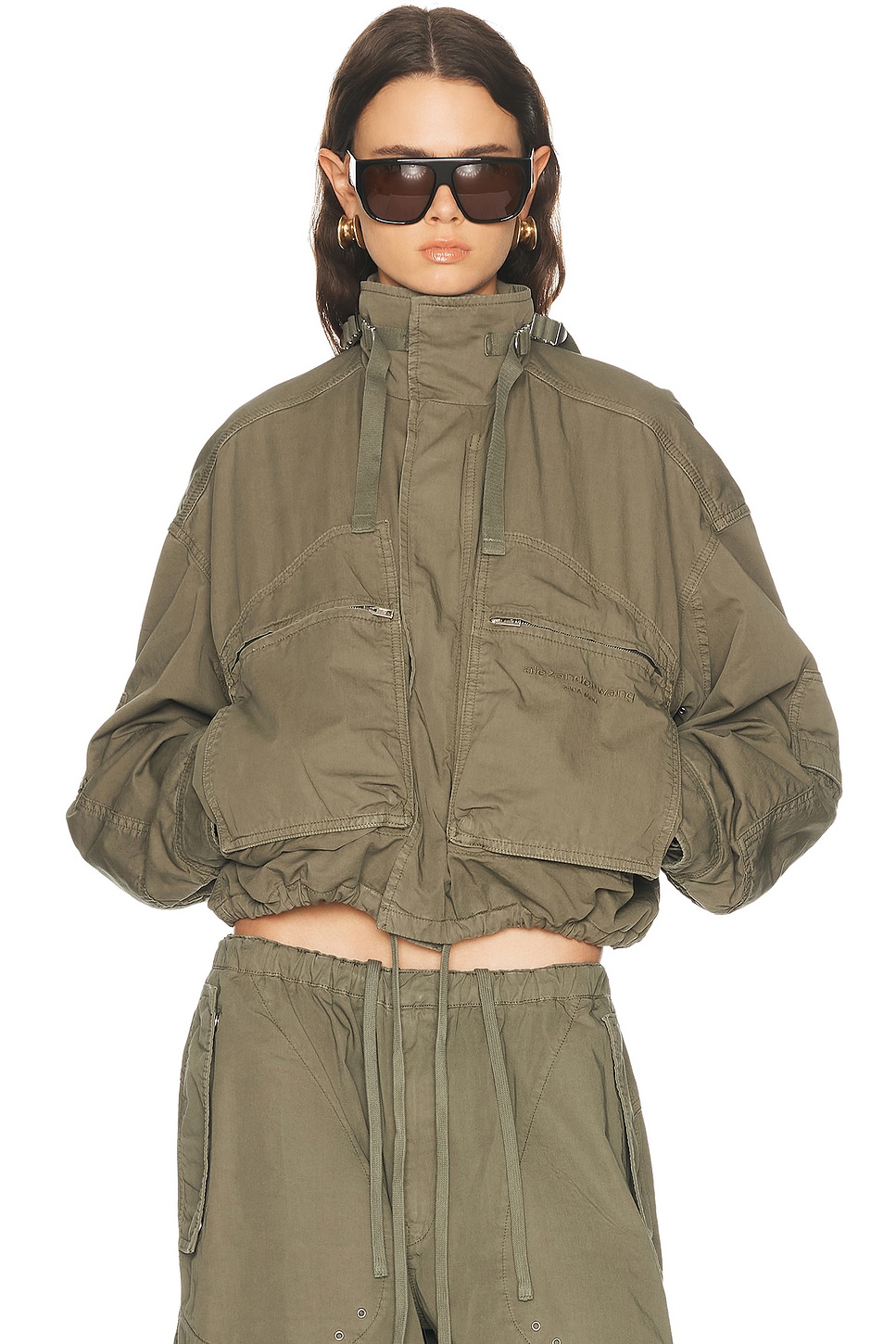 Alexander Wang Cargo Jacket in Washed Army Green - Army. L also in