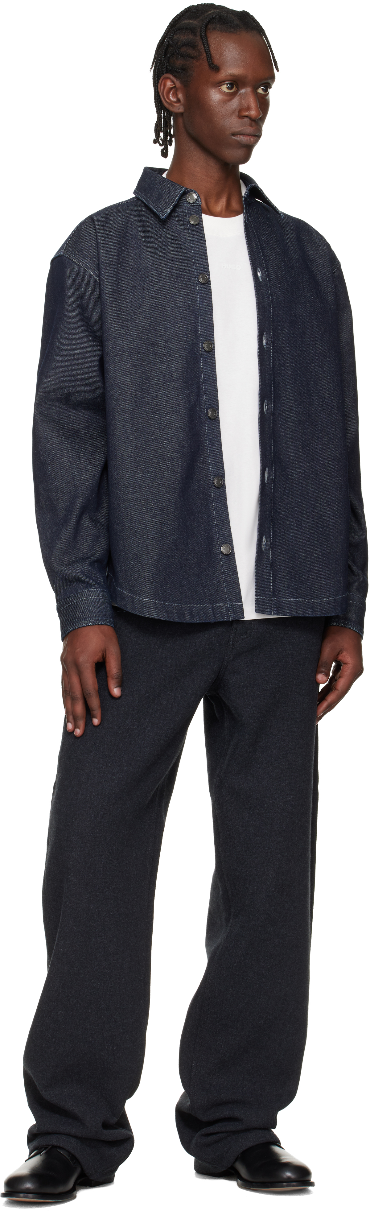 Navy Oversized-Fit Weighty Denim Overshirt