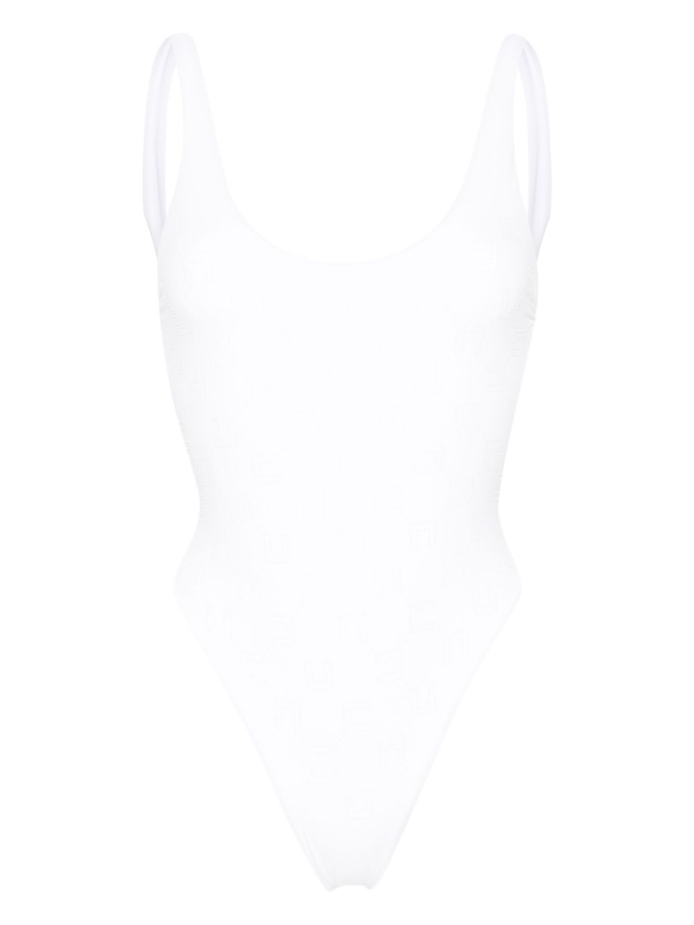 Rhinestone-embellished monogram swimsuit - White