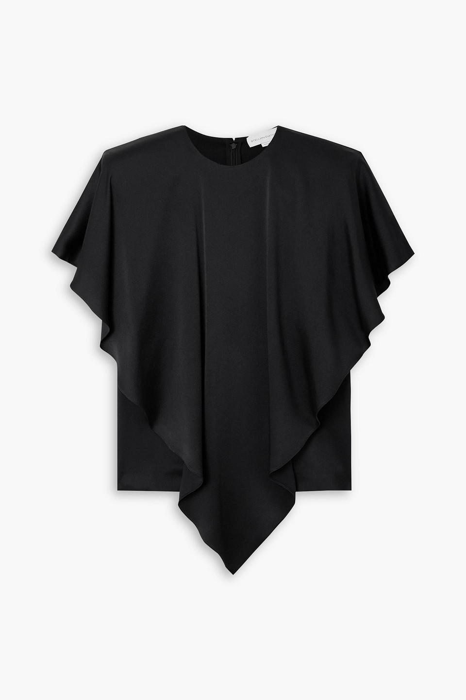 Asymmetric layered satin blouse - Black - IT 36