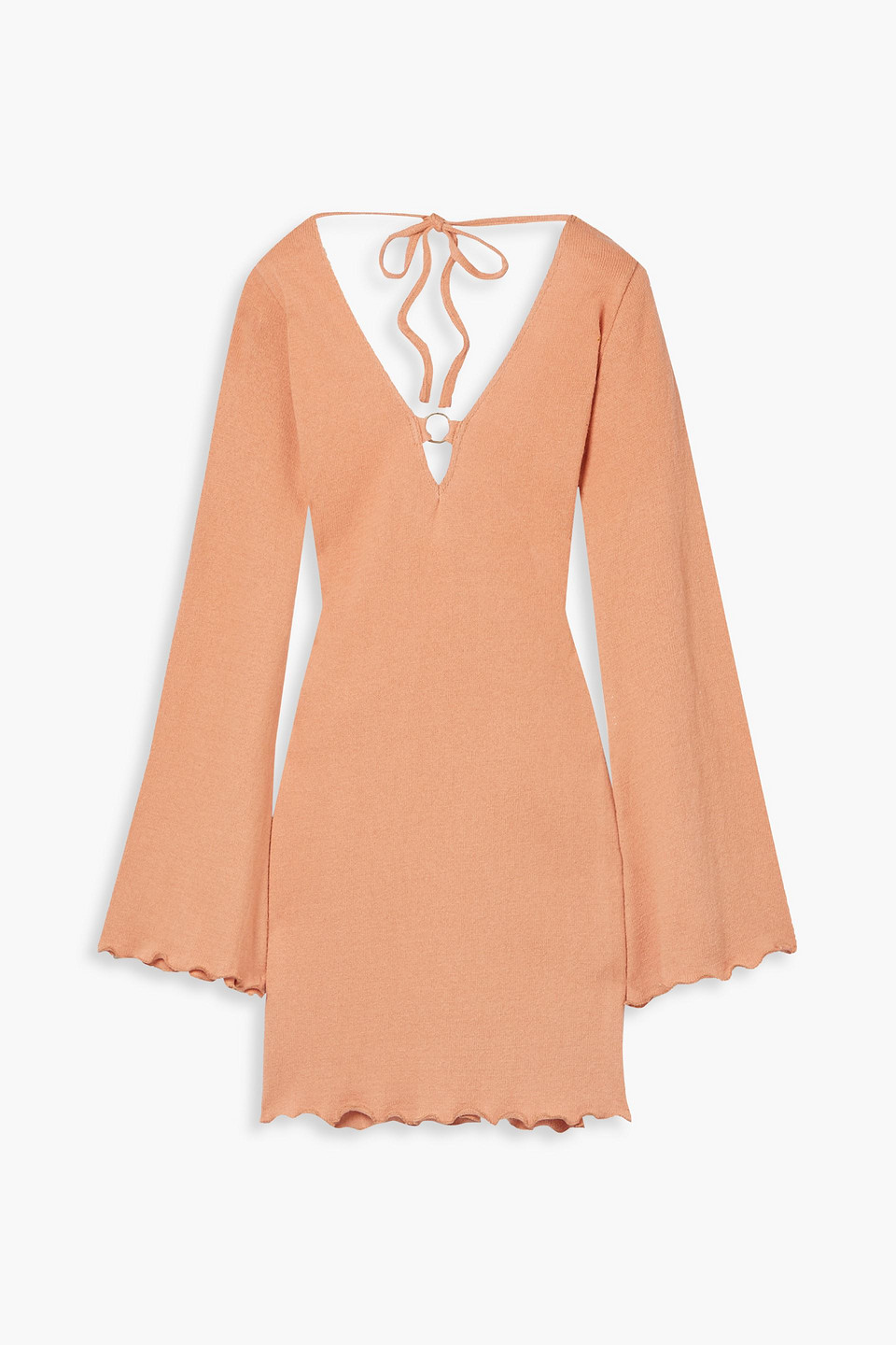 Yara open-back cotton and silk-blend mini dress - Orange - L
