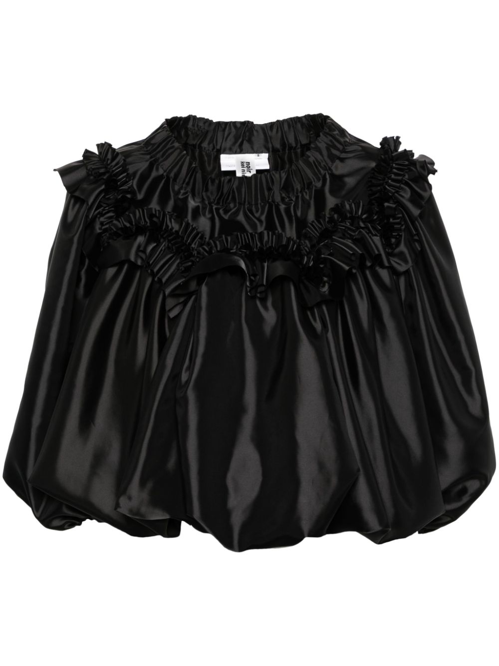 Ruffled satin blouse - Black